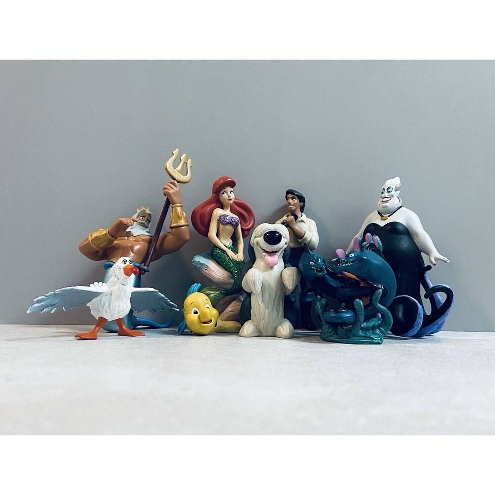 Vintage Disney The Little Mermaid Figurine Lot Ariel Eric Ursula And King Triton